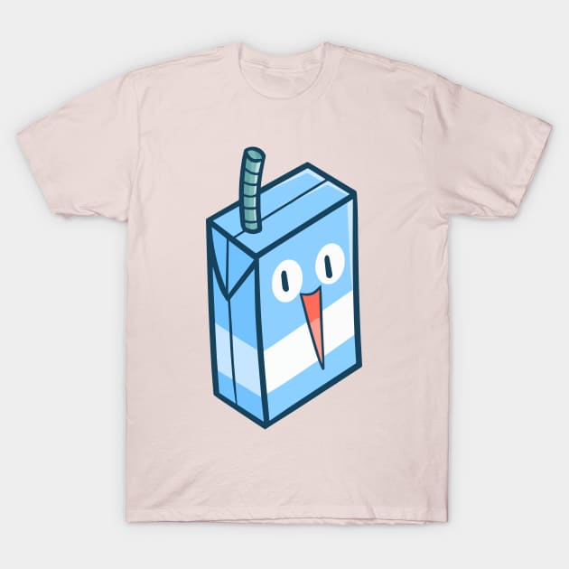 Cute Blue White Milk Box T-Shirt by Jocularity Art